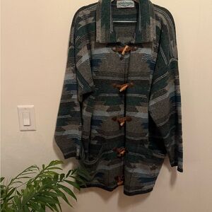 Vintage Woolrich style Green and Gray unisex Coat made in France
